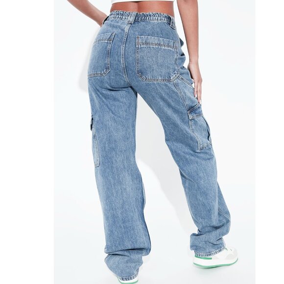 GARAGE High Waisted Wide Leg Cargo Jeans - Picture 4 of 15